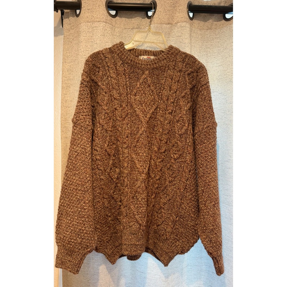 Vintage Antartex Men's XL Wool Sweater Brown Cable Knit Pure New Wool  Scotland